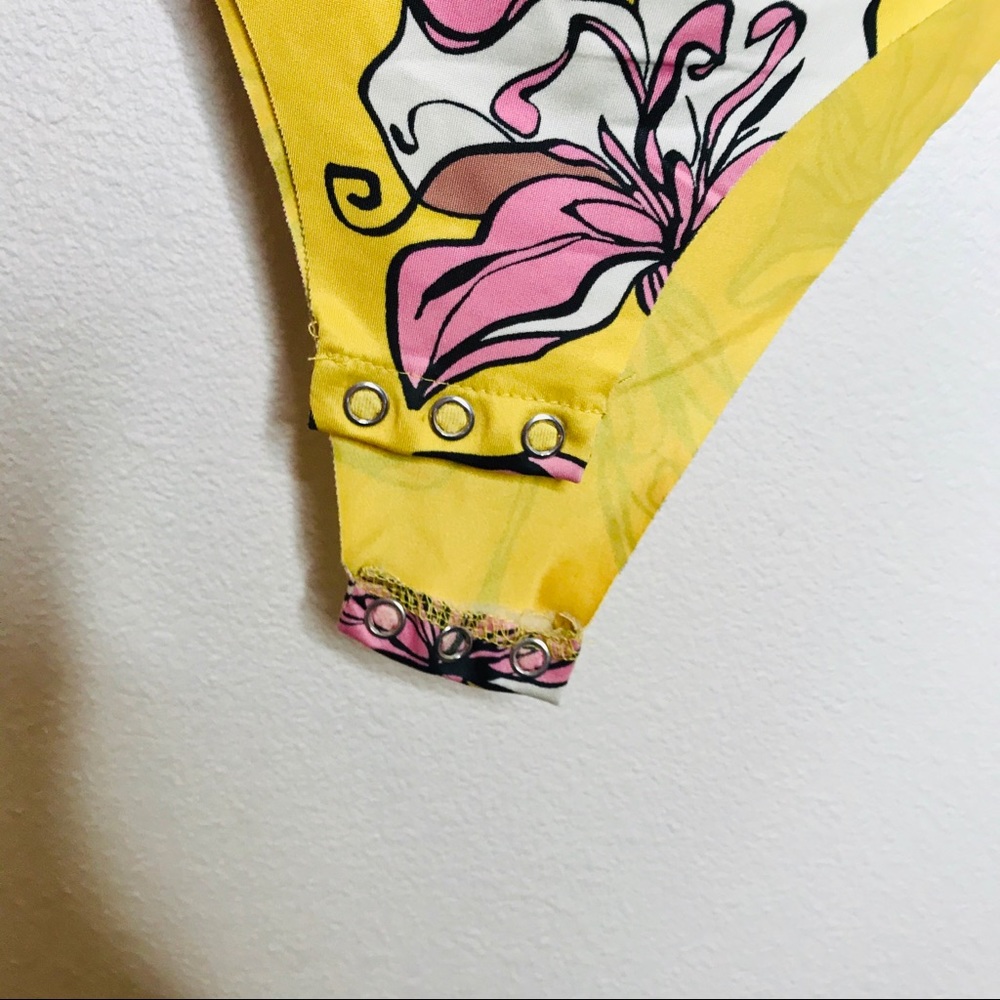 Zara Yellow Floral One Shoulder Ruffle Bodysuit - Picture 9 of 12